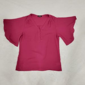 Express | Women's pink shirt with ruffle sleeves size M